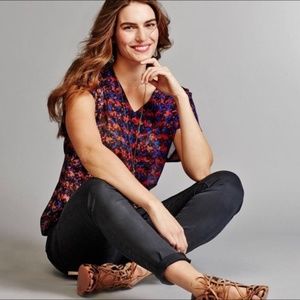 CAbi Abstract Houndstooth Sheer Top Large 3428